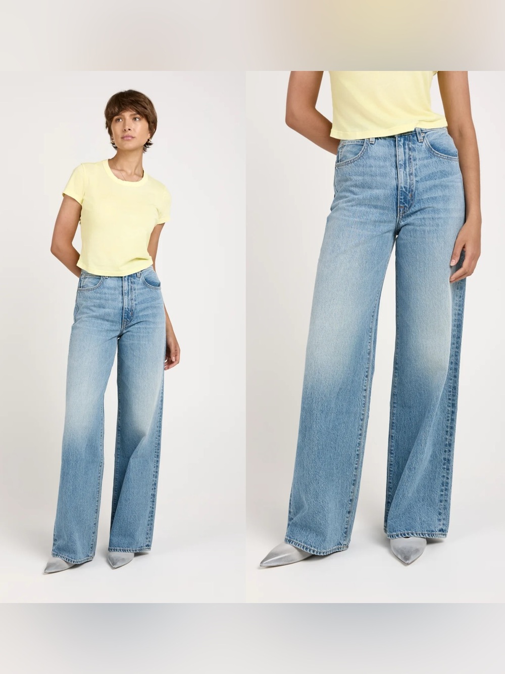 SLVRLAKE Eva Super Wide Leg Jean in the "Hard to Find" light wash